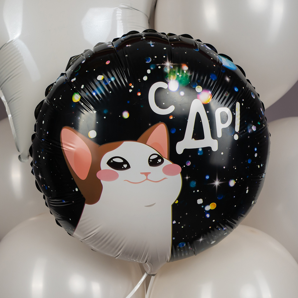 Облако из шаров С ДР Котик 7в1 13489 АП25-0230