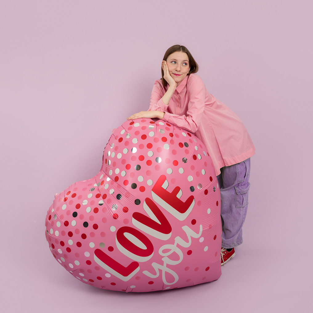 Шар сердце гигант "LOVE YOU" 63"/163см АП24-26079