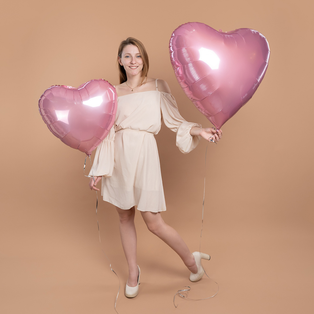 Шар сердце Розовый FL24"/61см 27246