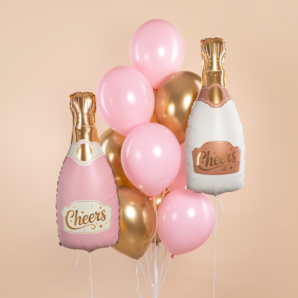 Шар фигура Бутылка Шампанское Cheers кремовый FL34"/85см (Китай) сатин 29342