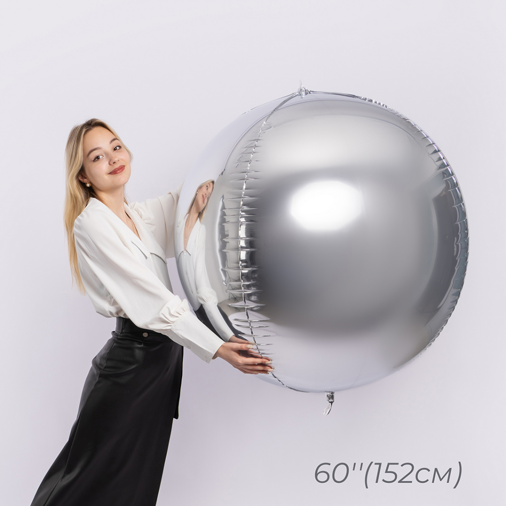 Шар сфера Серебро FL60"/152см (Китай) 24009