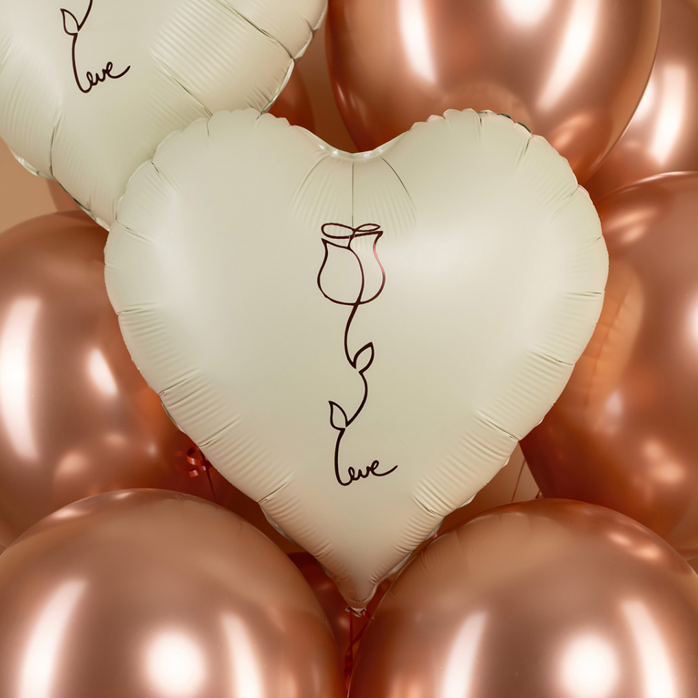 Шар фольга Роза love кремовый FL18"/46см (Китай) сердце 25115