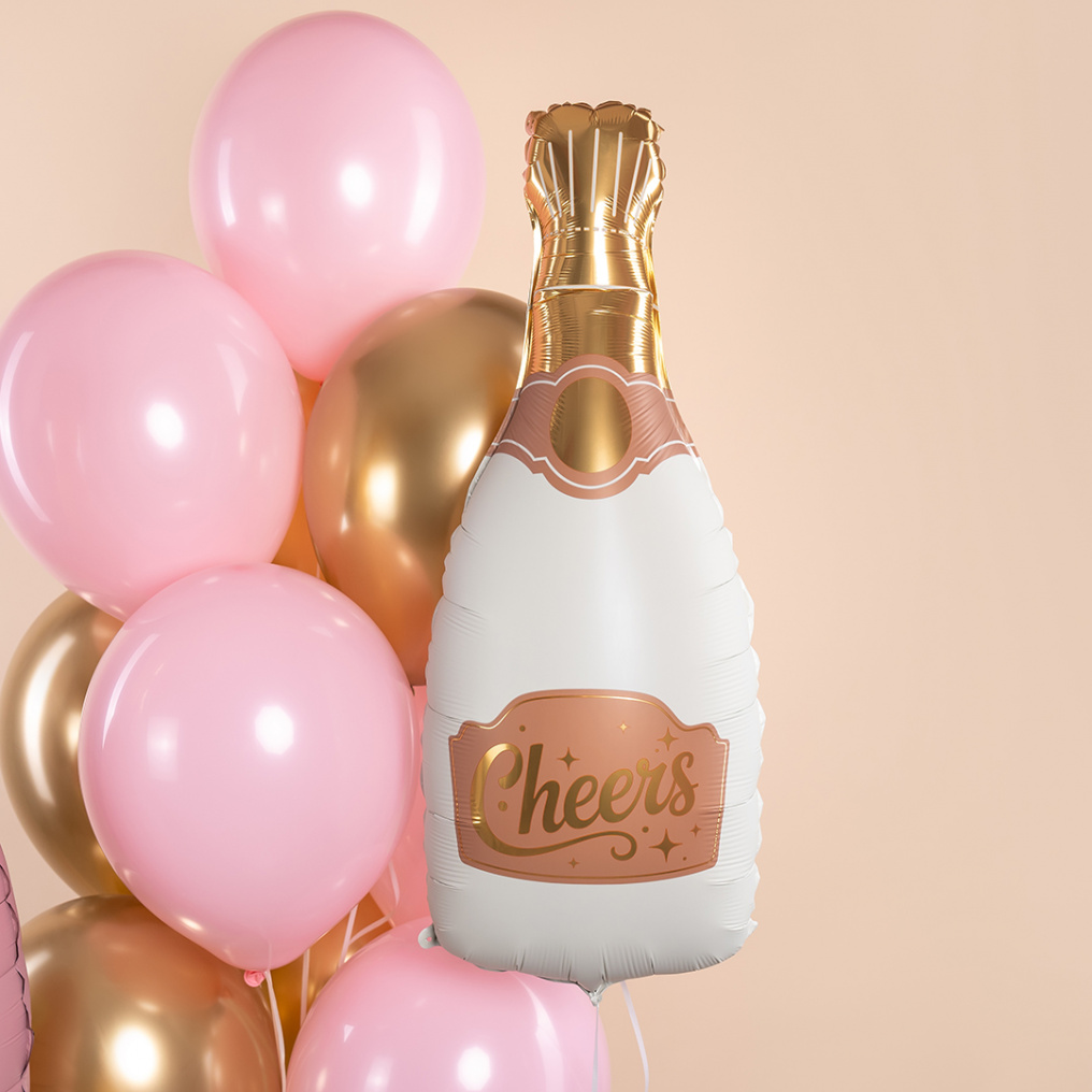 Шар фигура Бутылка Шампанское Cheers кремовый FL34"/85см (Китай) сатин 29342